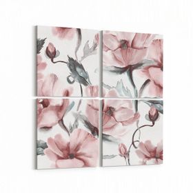 Olla 11596K4 Çiçek Görseli Kare 4 Parça 65x65 cm Kanvas Tablo