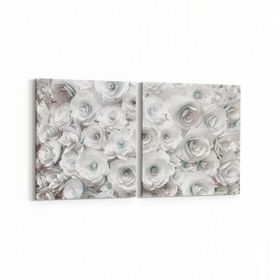 Olla 11597K2Y Çiçek Görseli Kare 2 Parça Yatay 65x30 cm Kanvas Tablo