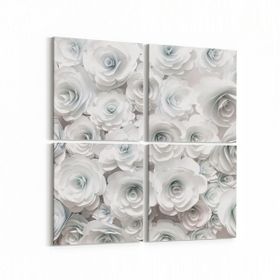 Olla 11597K4 Çiçek Görseli Kare 4 Parça 65x65 cm Kanvas Tablo