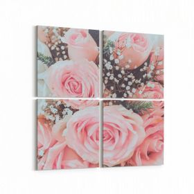 Olla 11602K4 Çiçek Görseli Kare 4 Parça 65x65 cm Kanvas Tablo