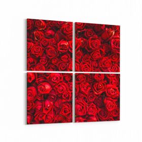 Olla 11603K4 Çiçek Görseli Kare 4 Parça 65x65 cm Kanvas Tablo