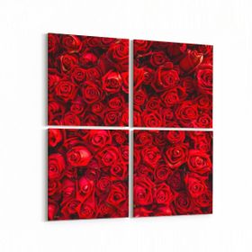 Olla 11603K4 Çiçek Görseli Kare 4 Parça 65x65 cm Kanvas Tablo