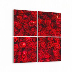 Olla 11603K4 Çiçek Görseli Kare 4 Parça 65x65 cm Kanvas Tablo