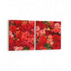 Olla 11604K2Y Çiçek Görseli Kare 2 Parça Yatay 65x30 cm Kanvas Tablo