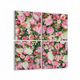 Olla 11606K4 Çiçek Görseli Kare 4 Parça 65x65 cm Kanvas Tablo