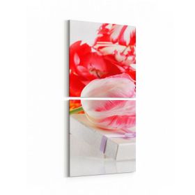 Olla 11615K2D Çiçek Görseli Kare 2 Parça Dikey 30x65 cm Kanvas Tablo