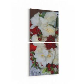 Olla 11617K2D Çiçek Görseli Kare 2 Parça Dikey 30x65 cm Kanvas Tablo