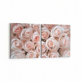 Olla 11620K2Y Çiçek Görseli Kare 2 Parça Yatay 65x30 cm Kanvas Tablo