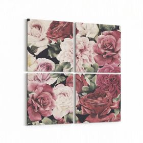 Olla 11624K4 Çiçek Görseli Kare 4 Parça 65x65 cm Kanvas Tablo