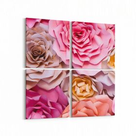 Olla 11625K4 Çiçek Görseli Kare 4 Parça 65x65 cm Kanvas Tablo