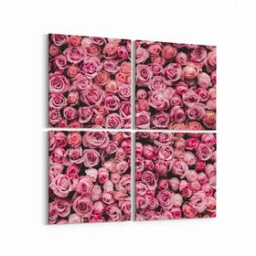 Olla 11627K4 Çiçek Görseli Kare 4 Parça 65x65 cm Kanvas Tablo