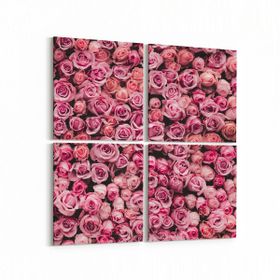 Olla 11627K4 Çiçek Görseli Kare 4 Parça 65x65 cm Kanvas Tablo