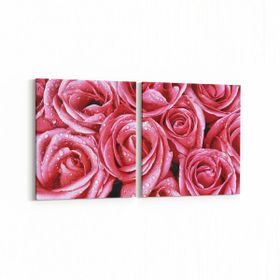 Olla 11640K2Y Çiçek Görseli Kare 2 Parça Yatay 65x30 cm Kanvas Tablo