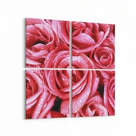 Olla 11640K4 Çiçek Görseli Kare 4 Parça 65x65 cm Kanvas Tablo