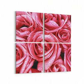 Olla 11640K4 Çiçek Görseli Kare 4 Parça 65x65 cm Kanvas Tablo