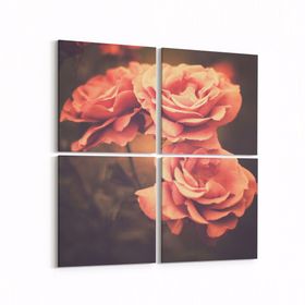 Olla 11645K4 Çiçek Görseli Kare 4 Parça 65x65 cm Kanvas Tablo