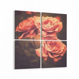Olla 11645K4 Çiçek Görseli Kare 4 Parça 65x65 cm Kanvas Tablo