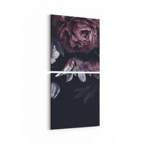 Olla 11761K2D Çiçek Görseli Kare 2 Parça Dikey 30x65 cm Kanvas Tablo