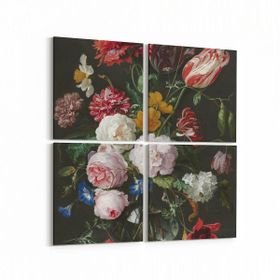 Olla 11765K4 Çiçek Görseli Kare 4 Parça 65x65 cm Kanvas Tablo