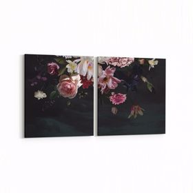 Olla 11767K2Y Çiçek Görseli Kare 2 Parça Yatay 65x30 cm Kanvas Tablo