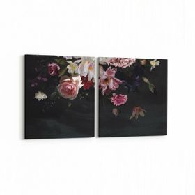 Olla 11767K2Y Çiçek Görseli Kare 2 Parça Yatay 65x30 cm Kanvas Tablo