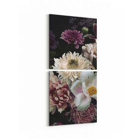 Olla 11768K2D Çiçek Görseli Kare 2 Parça Dikey 30x65 cm Kanvas Tablo