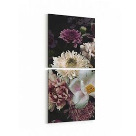 Olla 11768K2D Çiçek Görseli Kare 2 Parça Dikey 30x65 cm Kanvas Tablo