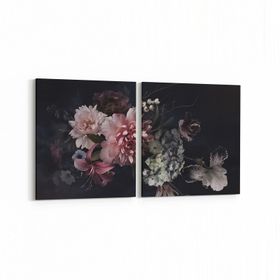 Olla 11769K2Y Çiçek Görseli Kare 2 Parça Yatay 65x30 cm Kanvas Tablo