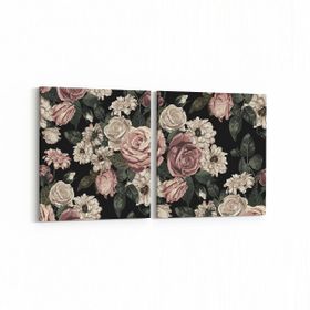 Olla 11771K2Y Çiçek Görseli Kare 2 Parça Yatay 65x30 cm Kanvas Tablo
