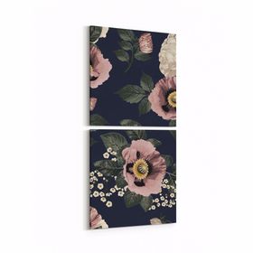 Olla 11772K2D Çiçek Görseli Kare 2 Parça Dikey 30x65 cm Kanvas Tablo