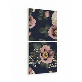 Olla 11772K2D Çiçek Görseli Kare 2 Parça Dikey 30x65 cm Kanvas Tablo