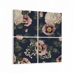 Olla 11772K4 Çiçek Görseli Kare 4 Parça 65x65 cm Kanvas Tablo