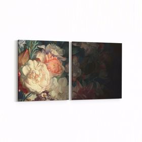 Olla 11774K2Y Çiçek Görseli Kare 2 Parça Yatay 65x30 cm Kanvas Tablo