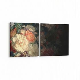 Olla 11774K2Y Çiçek Görseli Kare 2 Parça Yatay 65x30 cm Kanvas Tablo