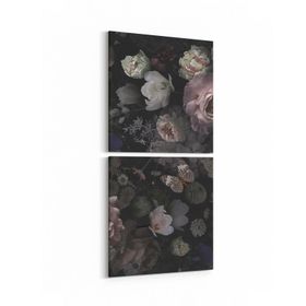 Olla 11775K2D Çiçek Görseli Kare 2 Parça Dikey 30x65 cm Kanvas Tablo