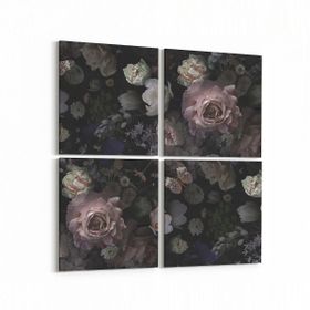 Olla 11775K4 Çiçek Görseli Kare 4 Parça 65x65 cm Kanvas Tablo