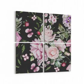 Olla 11786K4 Çiçek Görseli Kare 4 Parça 65x65 cm Kanvas Tablo