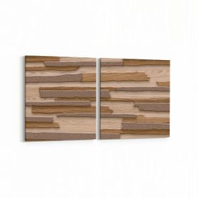 Olla 11972K2Y Ahşap Desen Görseli Kare 2 Parça Yatay 65x30 cm Kanvas Tablo