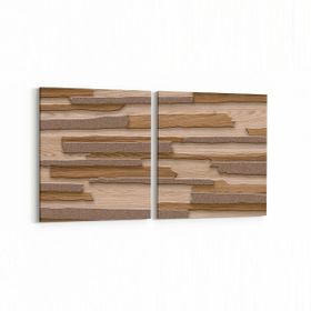 Olla 11972K2Y Ahşap Desen Görseli Kare 2 Parça Yatay 65x30 cm Kanvas Tablo