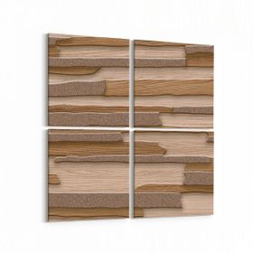 Olla 11972K4 Ahşap Desen Görseli Kare 4 Parça 65x65 cm Kanvas Tablo