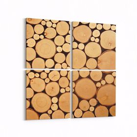 Olla 11995K4 Ahşap Desen Görseli Kare 4 Parça 65x65 cm Kanvas Tablo