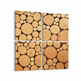 Olla 11995K4 Ahşap Desen Görseli Kare 4 Parça 65x65 cm Kanvas Tablo