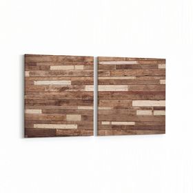 Olla 11998K2Y Ahşap Desen Görseli Kare 2 Parça Yatay 65x30 cm Kanvas Tablo