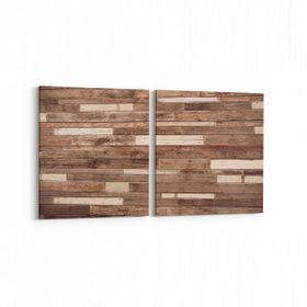 Olla 11998K2Y Ahşap Desen Görseli Kare 2 Parça Yatay 65x30 cm Kanvas Tablo