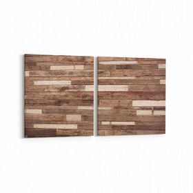 Olla 11998K2Y Ahşap Desen Görseli Kare 2 Parça Yatay 65x30 cm Kanvas Tablo
