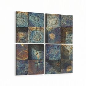 Olla 12008K4 Ahşap Desen Görseli Kare 4 Parça 65x65 cm Kanvas Tablo