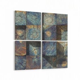 Olla 12008K4 Ahşap Desen Görseli Kare 4 Parça 65x65 cm Kanvas Tablo