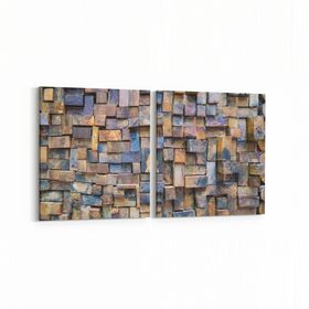 Olla 12024K2Y Ahşap Desen Görseli Kare 2 Parça Yatay 65x30 cm Kanvas Tablo
