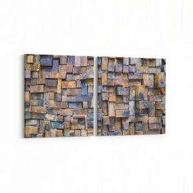 Olla 12024K2Y Ahşap Desen Görseli Kare 2 Parça Yatay 65x30 cm Kanvas Tablo