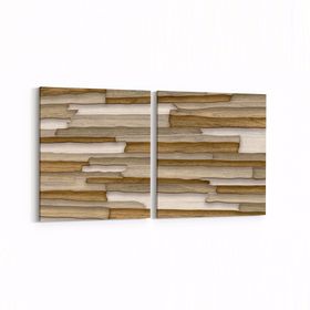 Olla 12043K2Y Ahşap Desen Görseli Kare 2 Parça Yatay 65x30 cm Kanvas Tablo